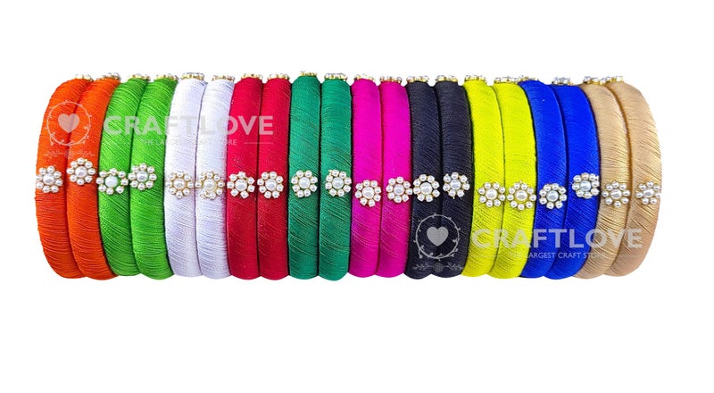 GOELX Silk Thread Bangles Set Multicolor Pearl Embellished 20 kada Bangles Set (Multicolor, 2.4) - Image 2
